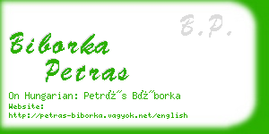 biborka petras business card